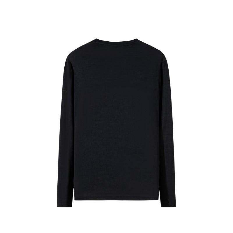 Anta Champion Outdoor Series Solid Color Round Neck Comfortable Breathable Versatile Long Sleeve T-Shirt Men Tops Basic-Black 152510415-3