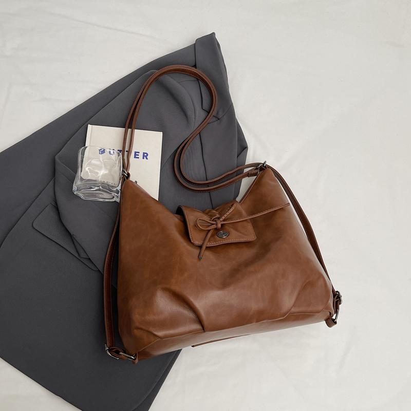 Large Capacity Commuter Bag Multi-Function Backpack Women's Bow Tote Bag Soft Leather Shoulder Bag