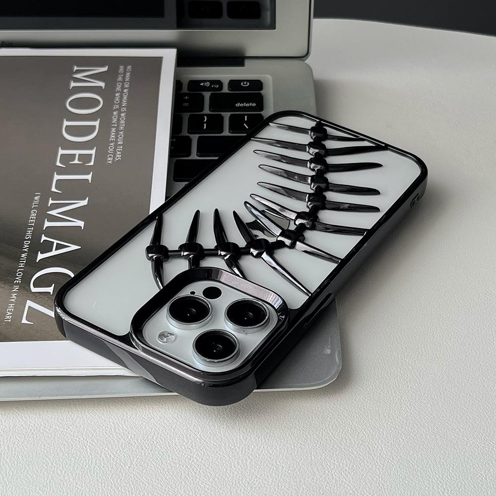 3D Fishbone Hollow Dissipate Heat Phone Case For iPhone 16 15 14 13 12 11 Pro Max Shockproof Electroplated Soft Cover