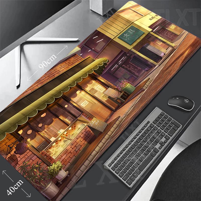 Mouse Pad Anime Shop Large Gamer Mousepad xcm Keyboard Mat XXXL Mouse Mats Rubber Desk Pad Design Desk Rug Japanese Street