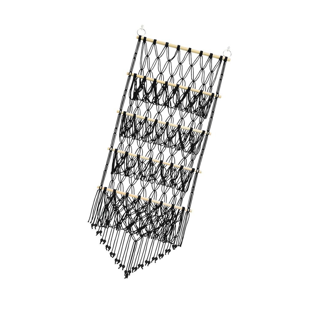 Hanging Storage Net for Plush Toy Decorative Wood and Cotton Hanging Organiser Storage Holder Rack for Kids' Toy