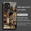 Leopard Print Design Tempered Glass Phone Case Suitable for Samsung Galaxy S26 S25 S24 S23 S22 S21 S20 FE/Ultra/Plus Anti Drop
