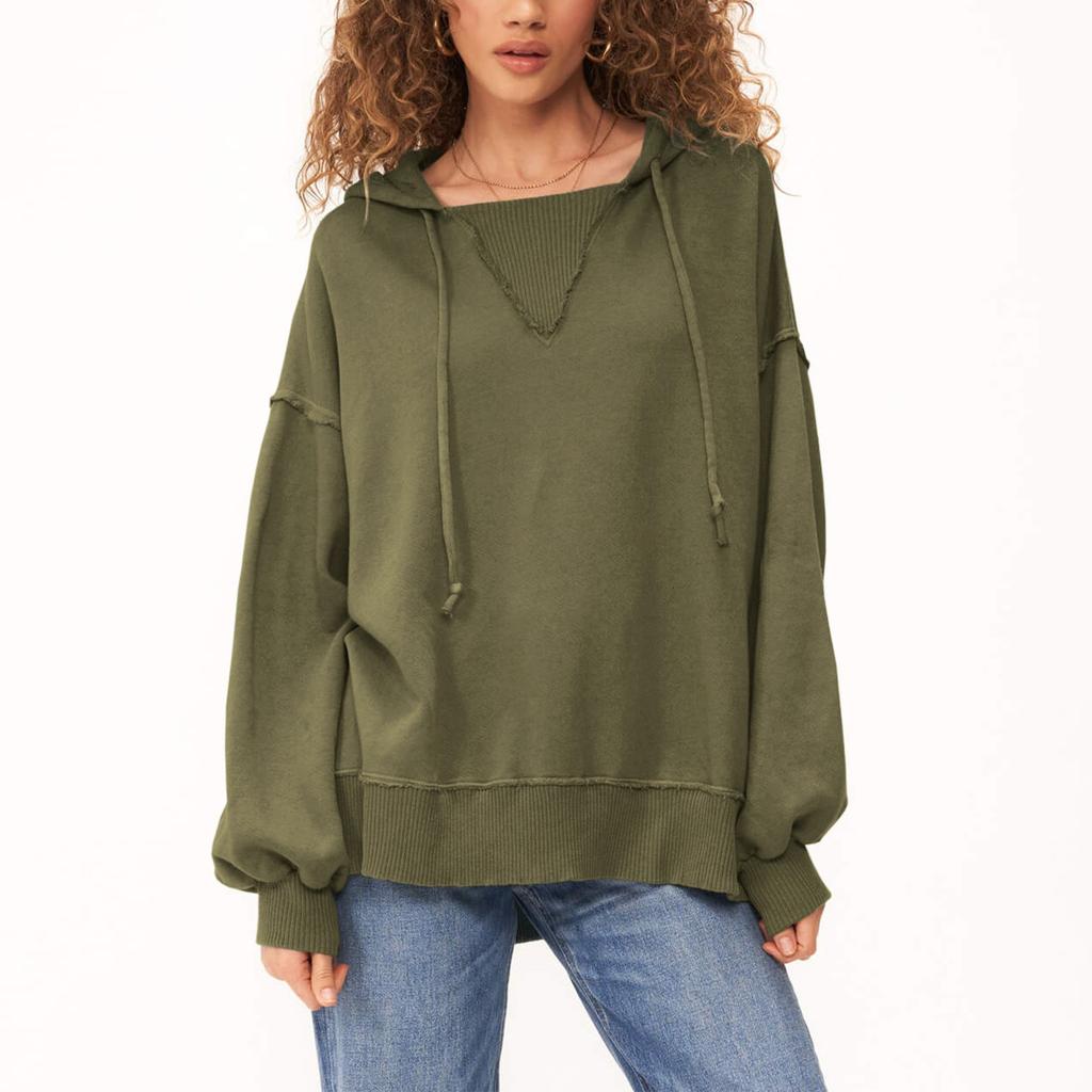 Women's Fashionable Solid Color Long Sleeved Sweatshirts Top