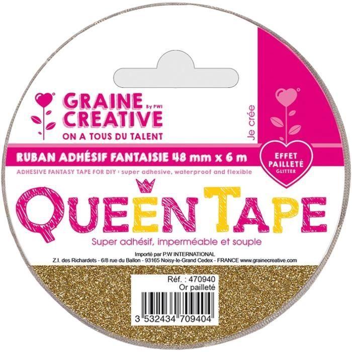 Ruban adhésif décoratif large Queen Tape Paillette Or - Queen Tape Doré