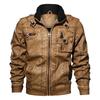 Chaqueta de cuero casual para hombre invierno otoño militar motocicleta motociclista piloto bombardero PU chaquetas de cuero