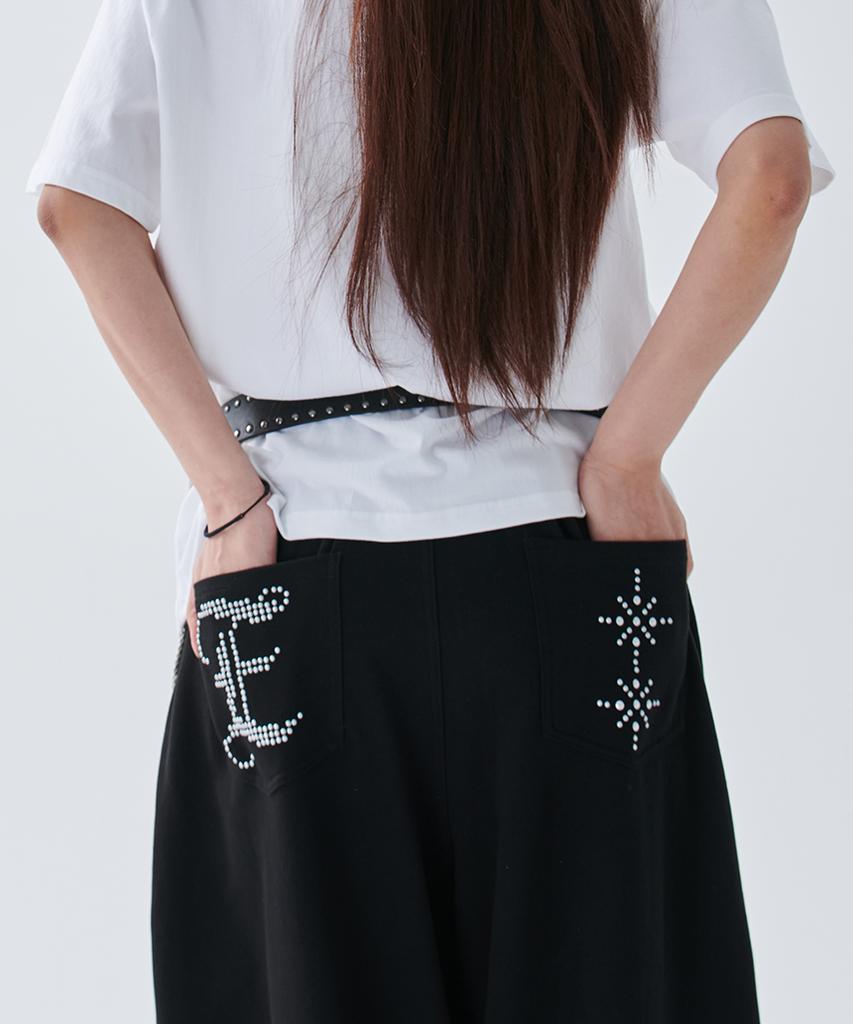 ESCAPEFROM [Escf X Hot Today] E Star Hotfix Detail Incision Sweatpants Black
