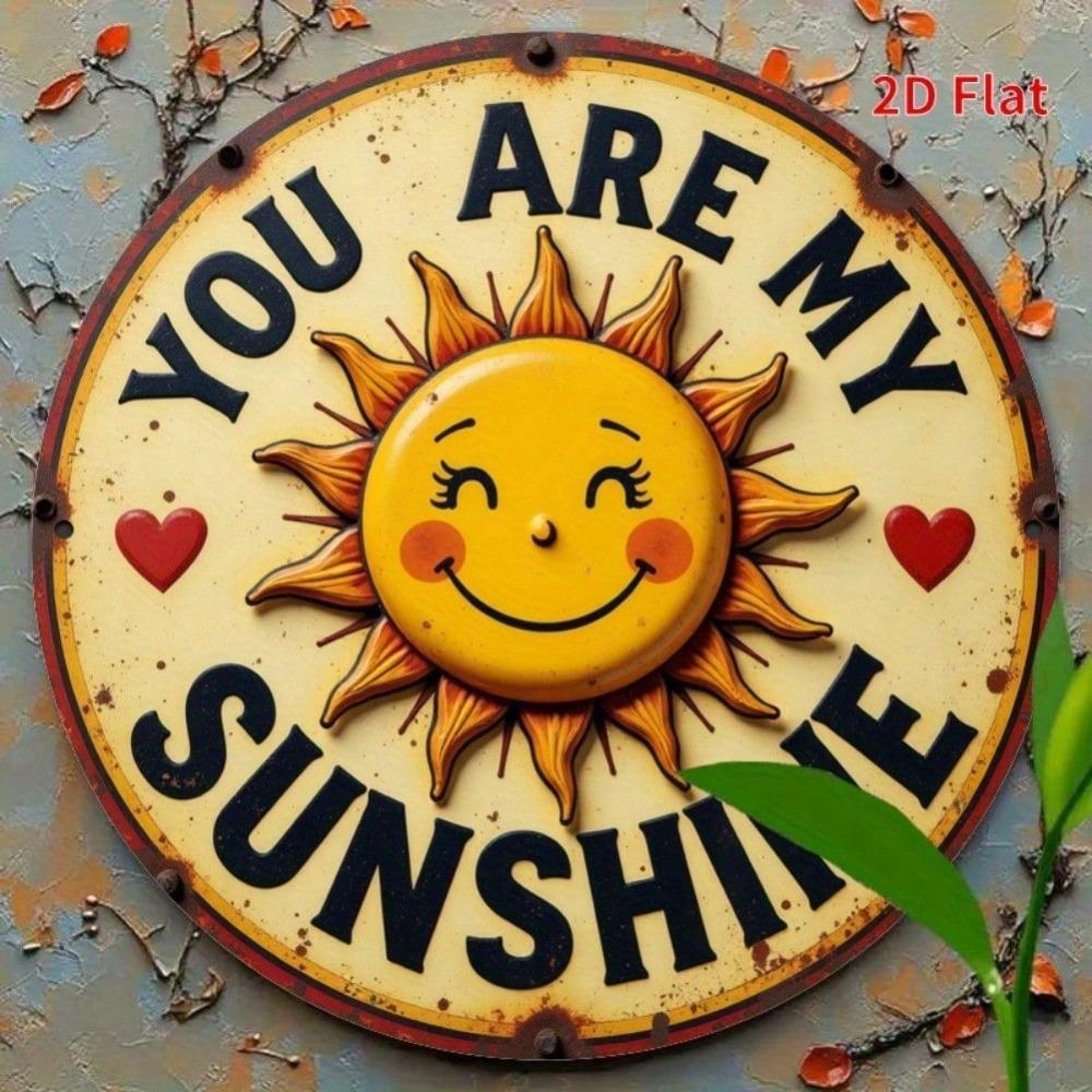 Vintage Round Iron Wall Art You Are My Sunshine Metal Sign Rustic Home Decor Gift