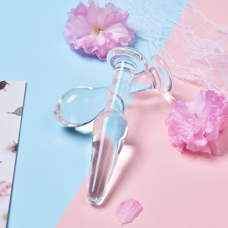 Crystal Clear Glass Dildo Anal Beads Plug G-spot Stimulation Female Masturbation Adult Sex Toys for Lesbian