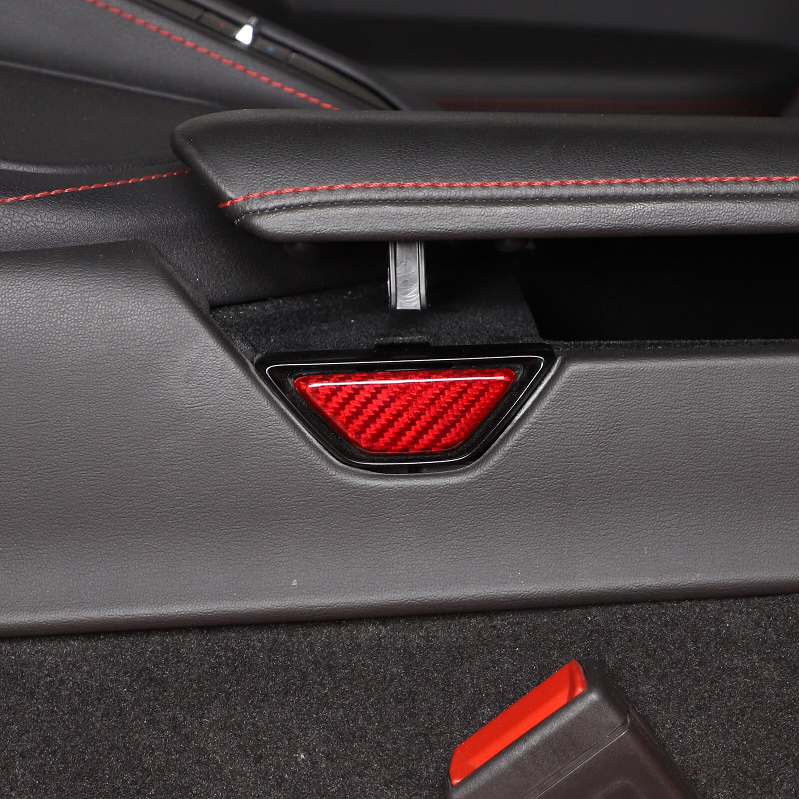 Red Carbon Fiber Armrest Box Switch Button Trim Cover For Corvette C8 -2025