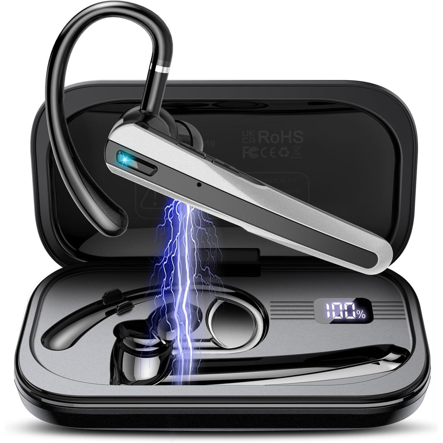 

Bluetooth 5.4 Wireless Earbuds ENC Noise Canceling Earphones Mic 120Hrs Talk Single-Ear Headphones LED Display IP7 Headset for Business/Trucker/Driver