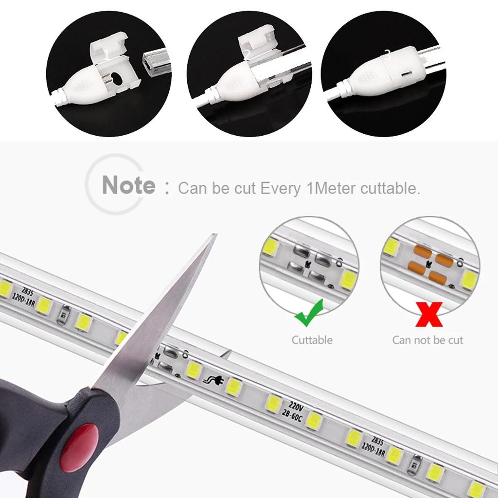 High Quality AC 220V LED Strip Lights 2835SMD 120LEDs/m LED Cabinet Light Flexible Outdoor Lamp Waterproof LED Tape With EU Power Plug