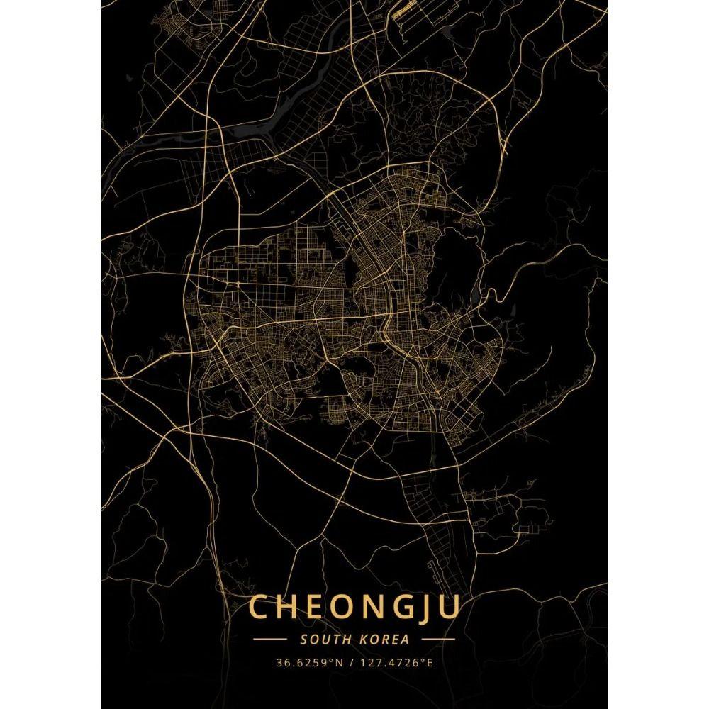 

Black Gold City Map Metal Tin Sign Home Office Decor