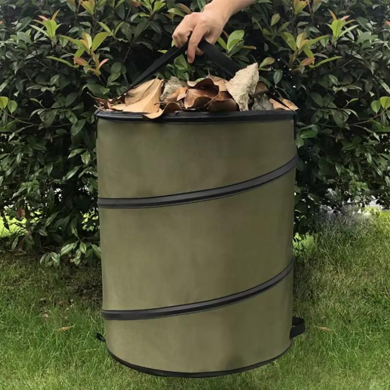 Portable Pop-Up Garden Trash Can - Collapsible Leaf & Yard Waste Storage Bag for Camping, Lawn Care