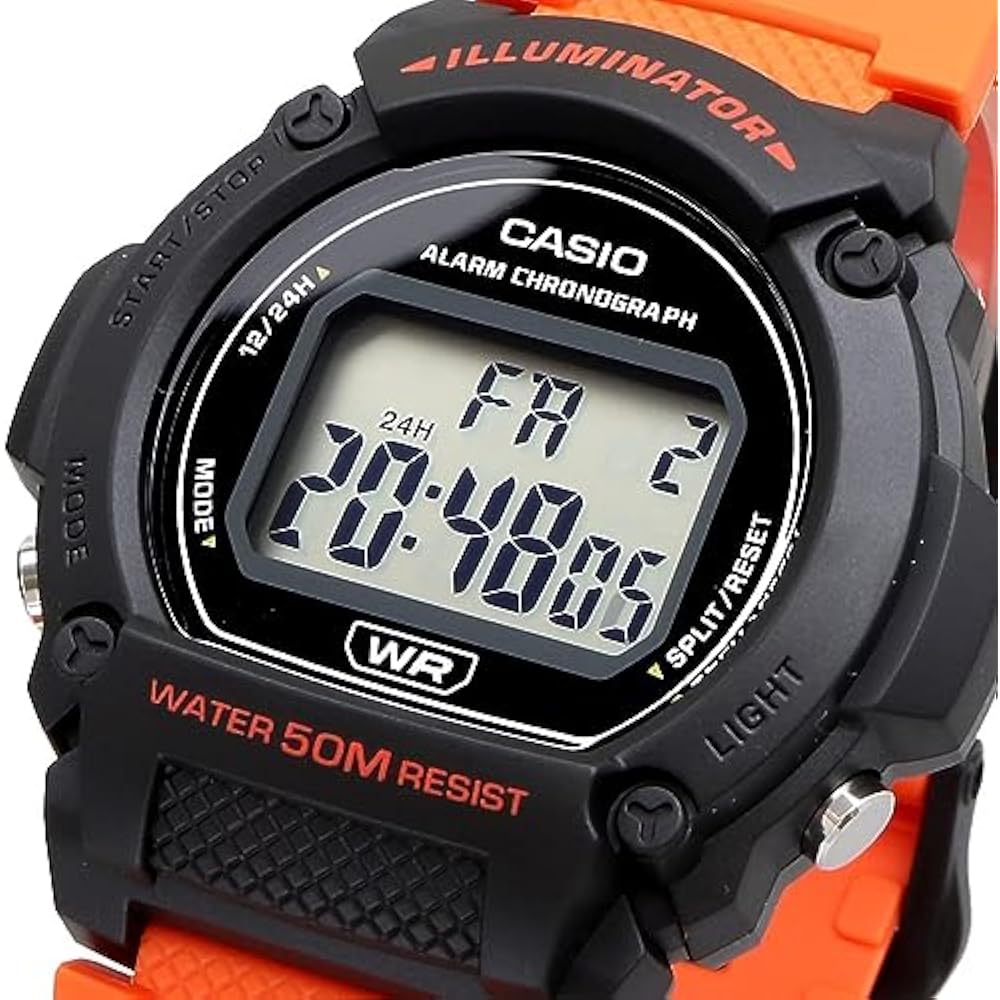 Casio CASIO Standard Digital Watch W-219H-4AV Men's Cheap Casio Chipukashi Orange Overseas Mode...