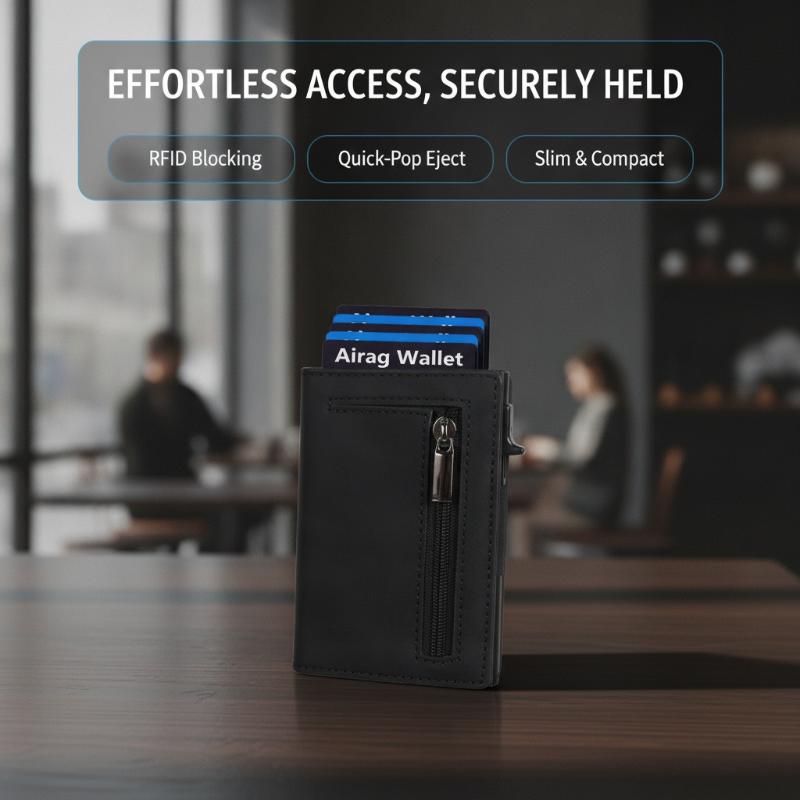 Multi-Card Slot Men Wallet Business Card Holder Fashion Folding Large-Capacity Coin Purse Pu Leather Black Short Purse Card Case