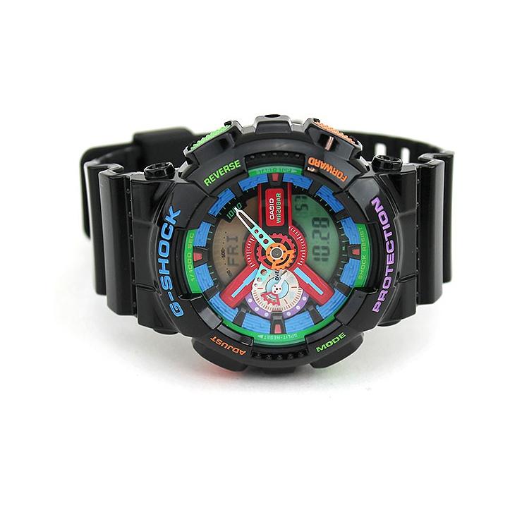 Casio Color Block Dual Display Magnetic Resistant Shockproof Waterproof Sports Quartz Watch Men Watches Black GA-110MC-1A