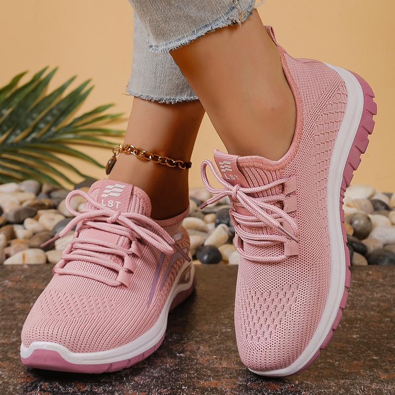 Fashion Women's Soft Sole Breathable Mesh Sneakers Lightweight Non Slip Casual Sports Shoes for Women Comfort Slip On Knitted Sneakers