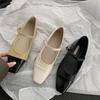 Women Flats 2024 Spring Autumn New Mary Jane Shoes Female Retro Square Toe Shallow Mouth Buckle Flat Shoes Ballet Shoes