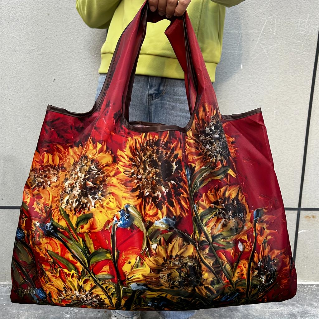 Sac à bandoulière pliable élégant Grande capacité Sac à bandoulière portable pour femmes, Sac fourre-tout de shopping avec plusieurs motifs disponibles