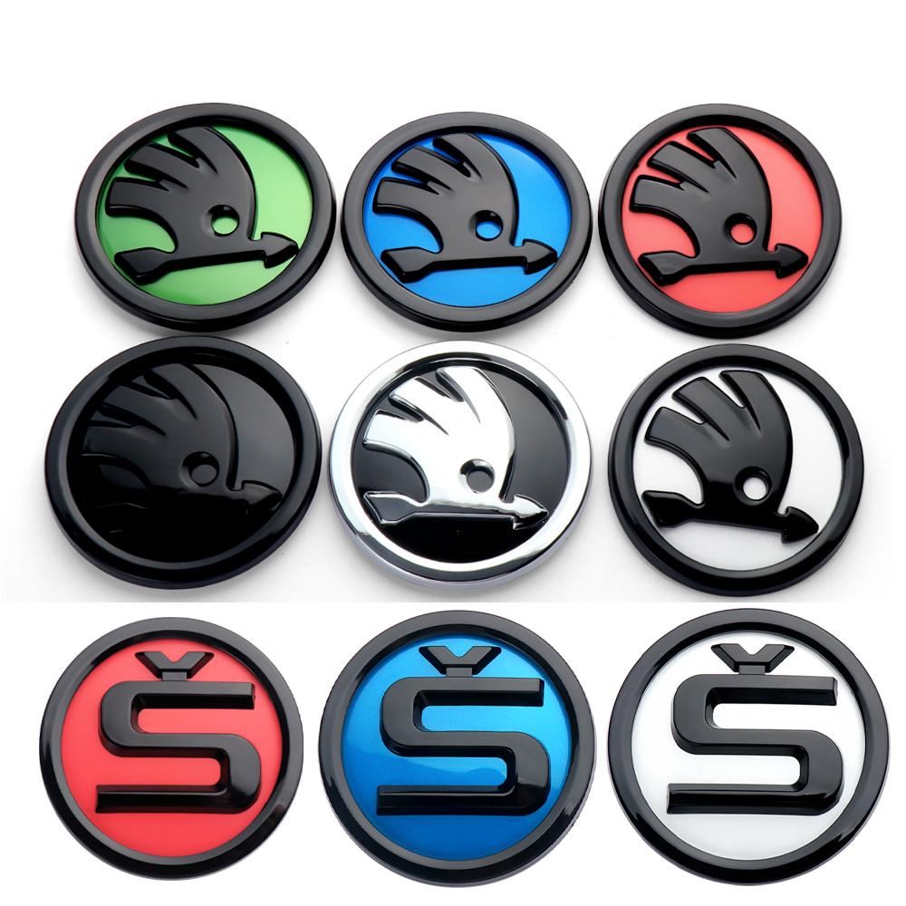 80/90/100mm ABS Emblemat Samochodowy Przednia Maska Naklejka na Bagażnik Dla Skoda Octavia Rapid Fabia S Logo Superb Kamiq Kodiaq Scala Karoq usbn43