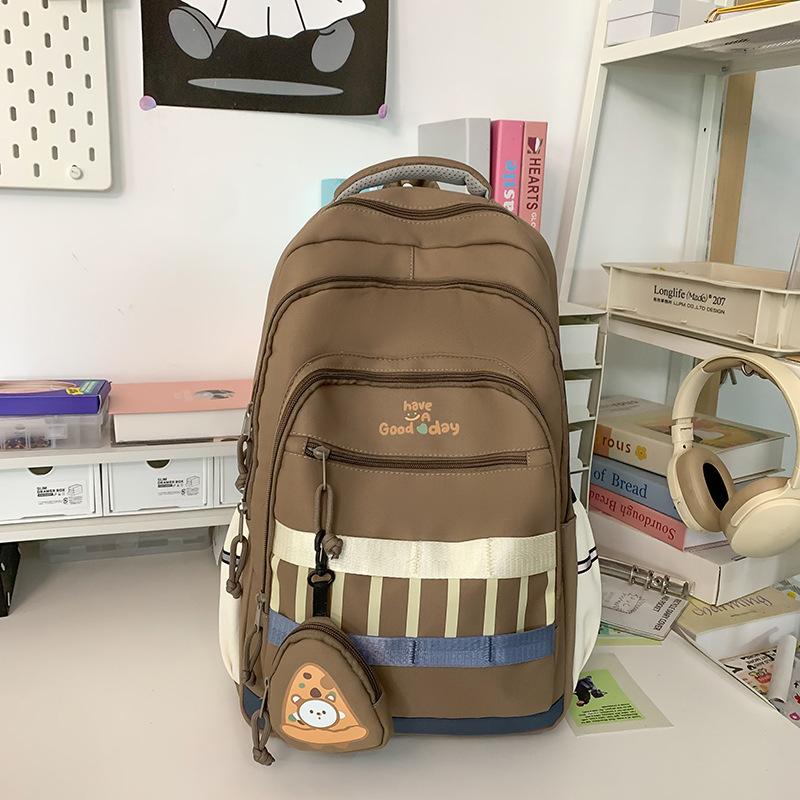 School bag high school girls school bag new nylon university computer backpack junior high school student travel college wind backpack
