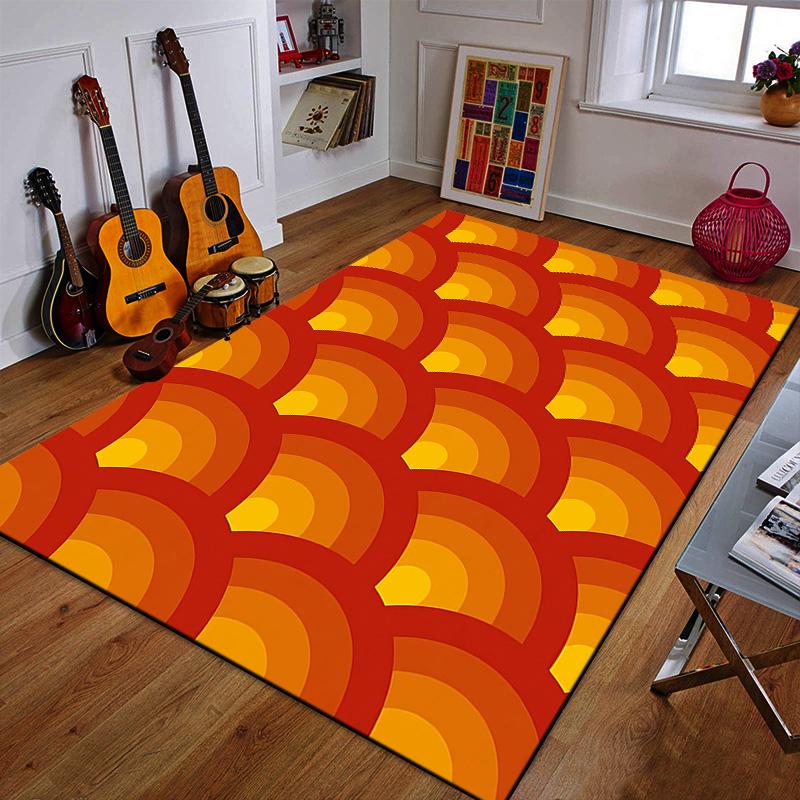 Retro Orange Wave Pattern Patterned Carpet a Non Slip Rug Suitable for All Seasons and Any Setting, Gift
