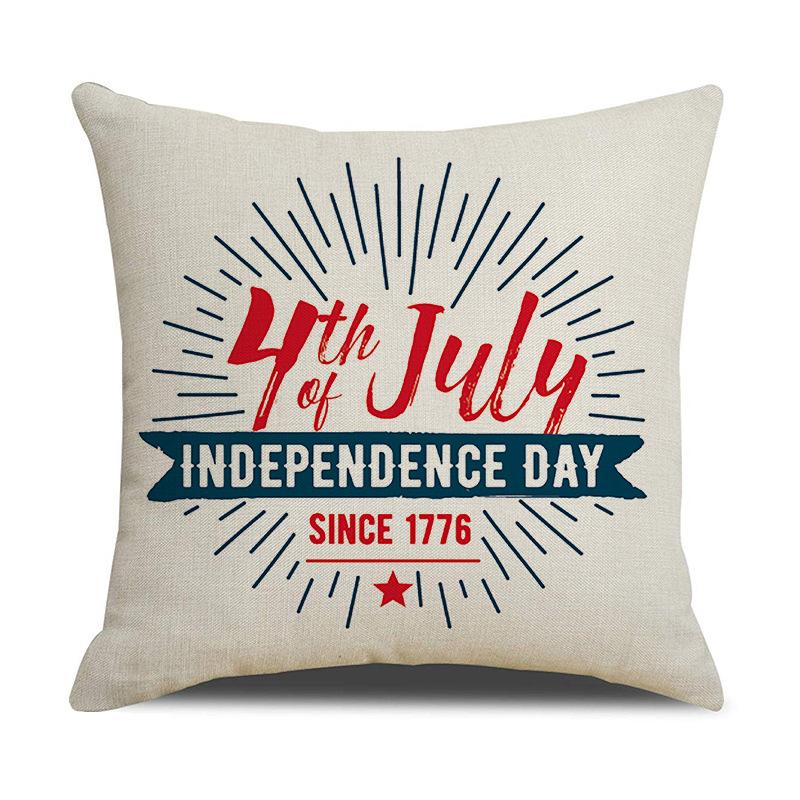 American Independence Day Linen Series Multiple Pillow Covers Simple Festive Printed Cushion Cover Sofa Pillow Cover Home Quality