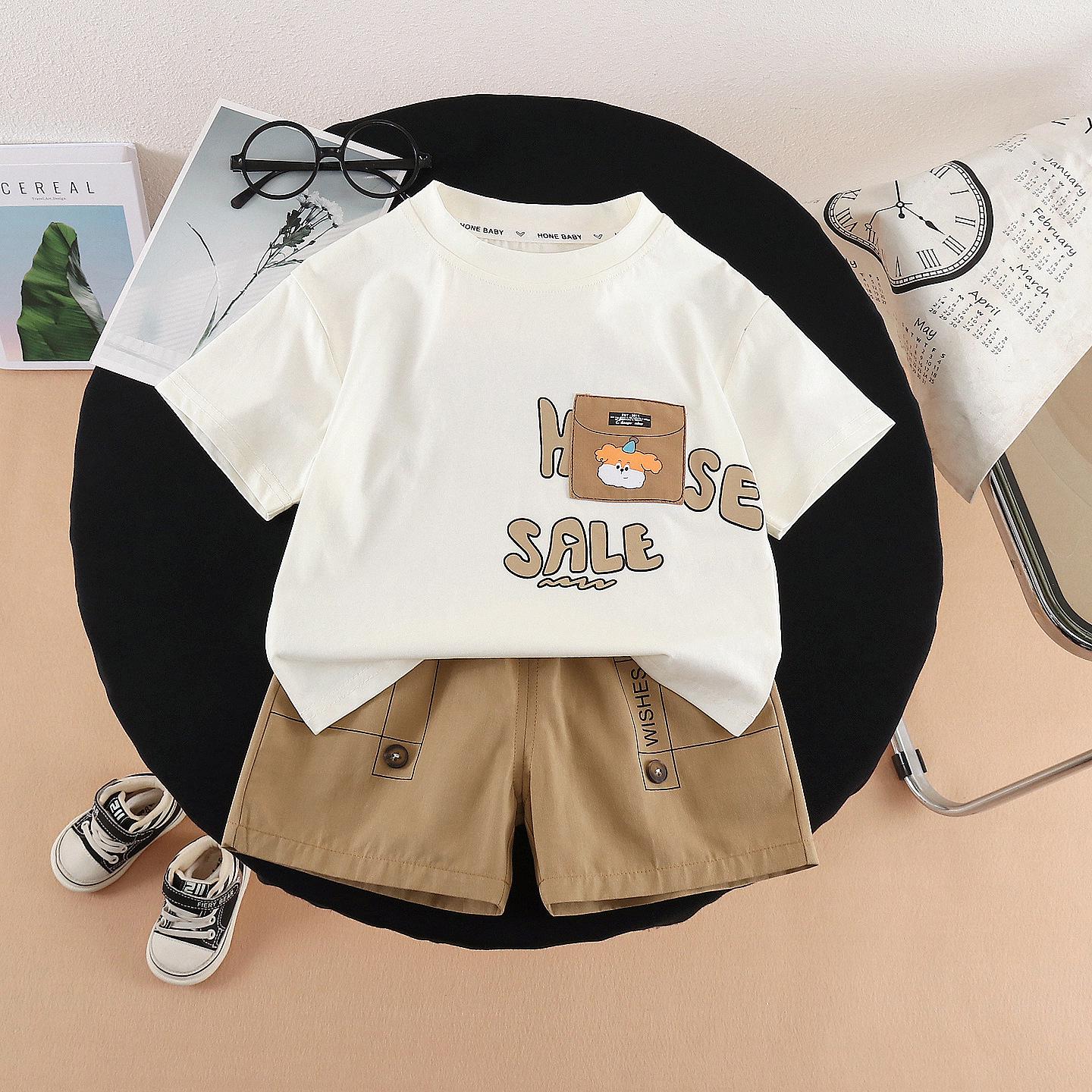 Children s 2026 Summer Short Sleeve Cartoon Dog Two-Piece Set 80 cm