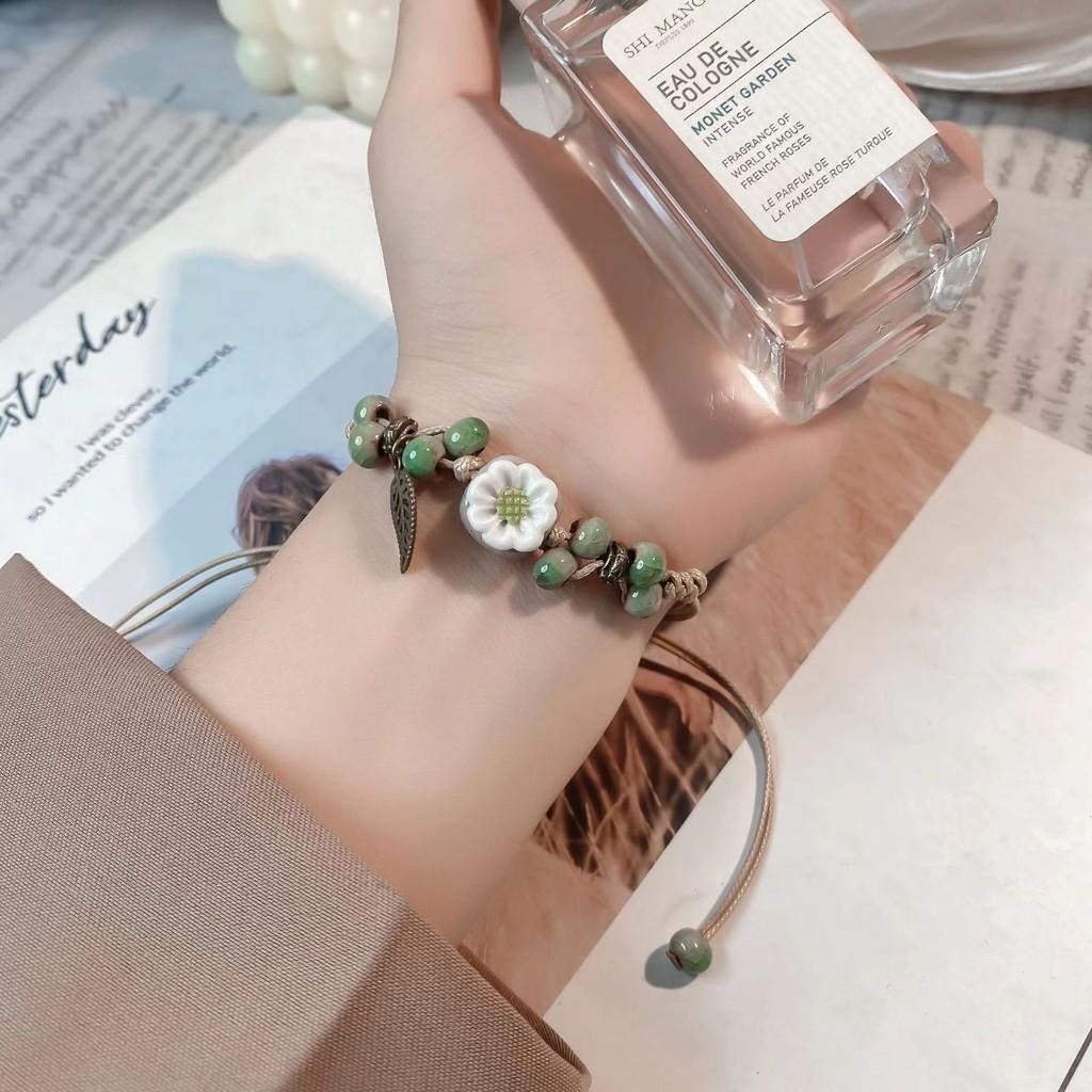 And Chic Ceramic Rope Floral Handcrafted Bracelet In Trendy Summer Aesthetic For Women