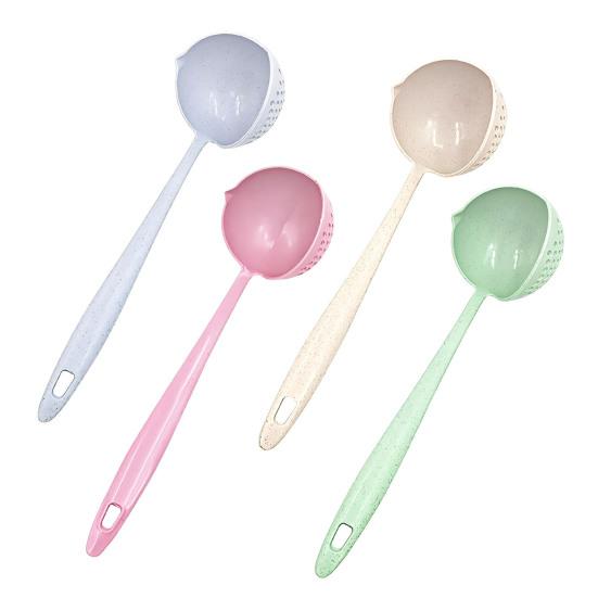 2-In-1 Long Handle Soup Ladle with Strainer Soup Spoon Essential Kitchen Tool for Cooking