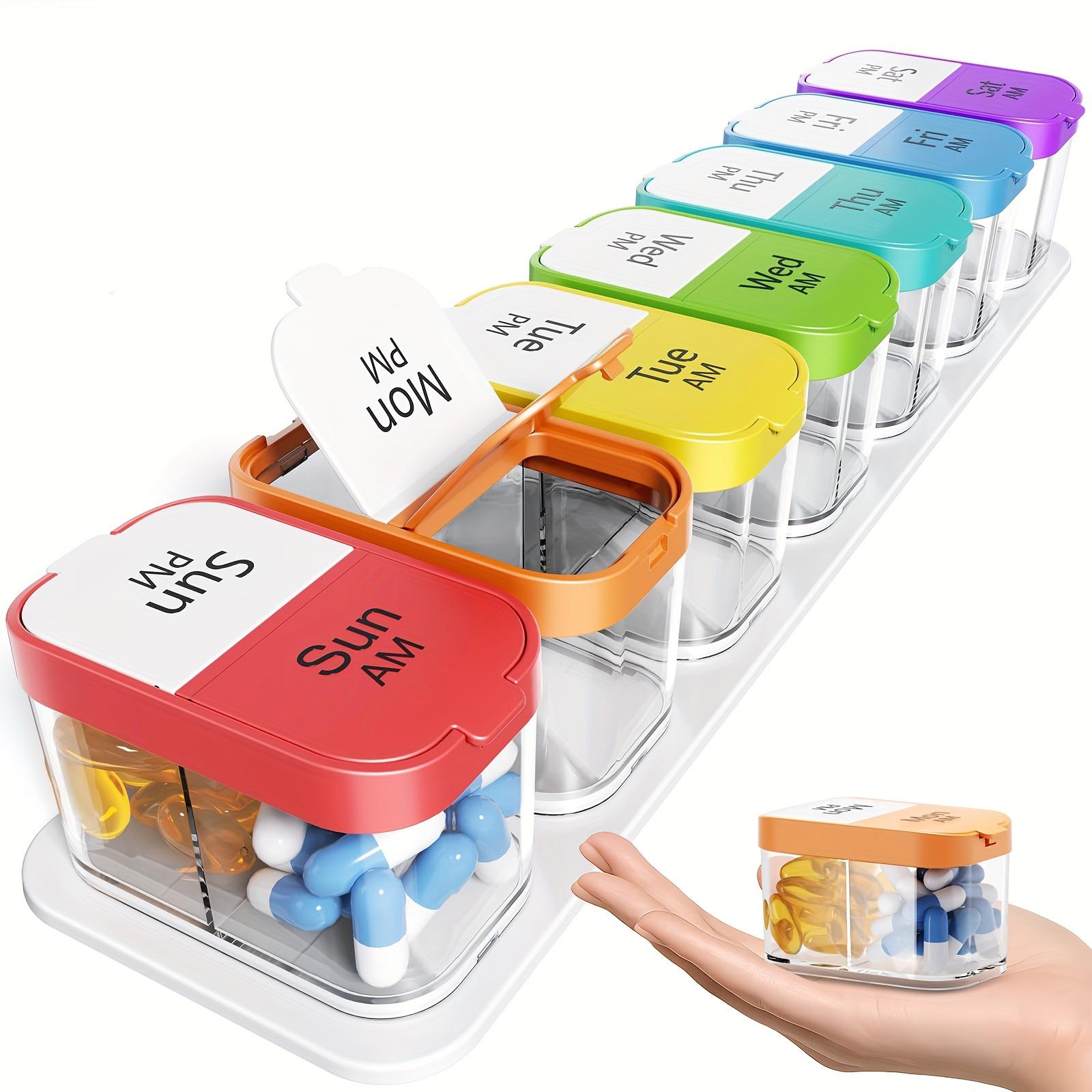 

Extra Large Weekly Pill Organizer 2 Times A Day, Pill Box 7 Day Am Pm to Hold Daily Medicine Vitamin and Supplements