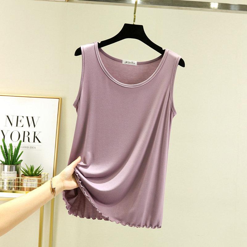 Women's Crew Neck Sleeveless Tank Top Loose Casual Modal Knit Vest Spring Autumn Plus Size Basic Undershirt