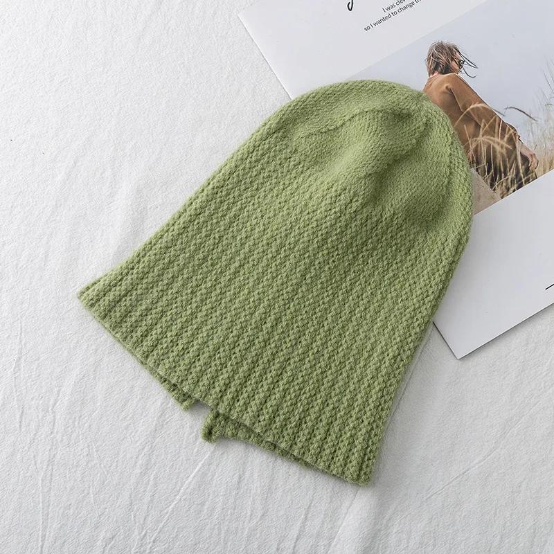 Hot Sale Women Hat Kpop Style Autumn /Winter Hat Soft Beanie Hats For Women Leisure Back Split Teens Ponytail Knitted Cap