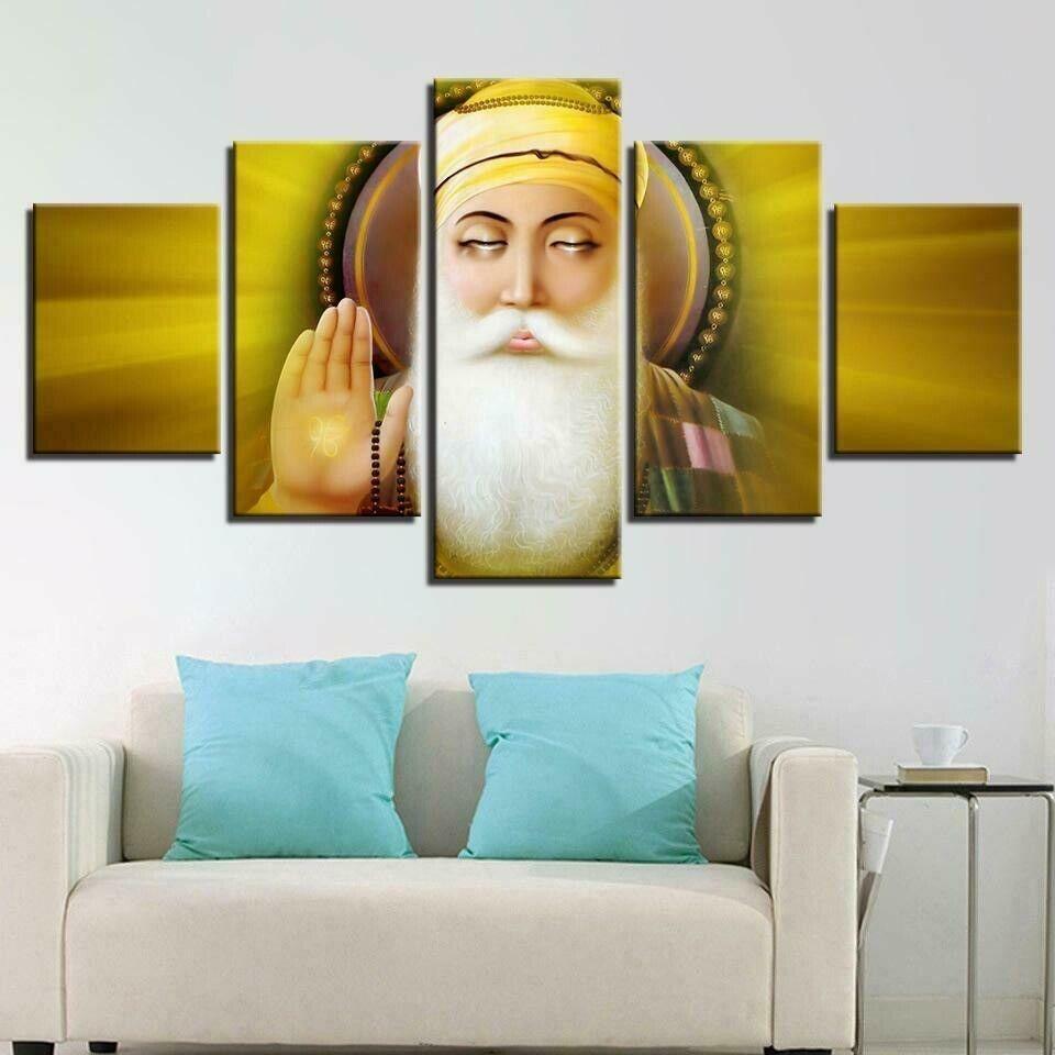 

Гуру Нанак Медитация Духовный пост 5 Панель Холст Картина Печать Настенный арт Холст Живопись Декор стен для гостиной Нет рамы