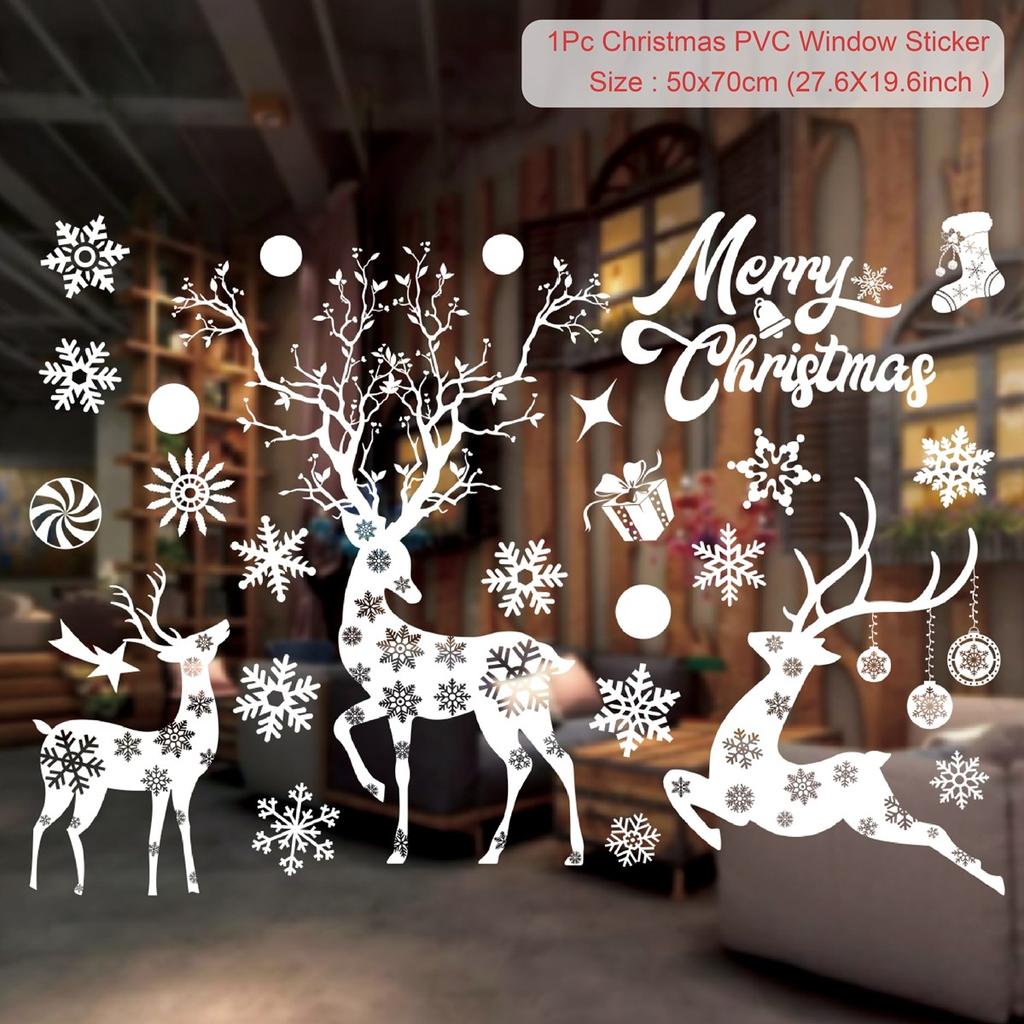 Christmas Wall Window Stickers Marry Christmas Decoration For Home 2025 Christmas Ornaments Xmas Navidad Gift New Year 2025