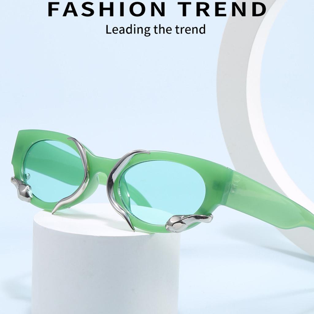 Metal Hinge Year of The Snake Limited Sunglasses Retro Spice Bar Technology Sense Concave Shape Sunglasses Tide Girl Glasses.
