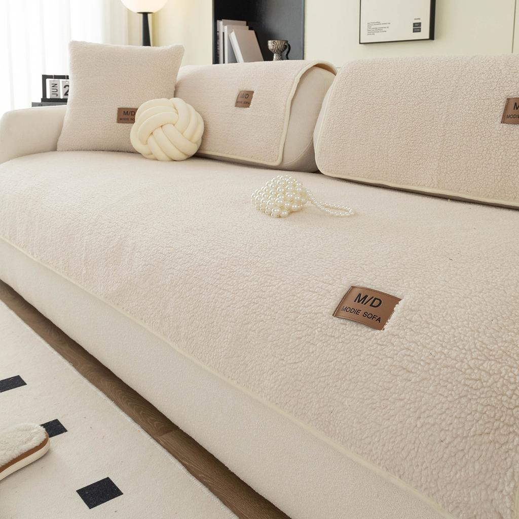 Lamb Plush Sofa Cushion Autumn And Winter  New Thickened Four-Season Universal Seat Cushion Non-Slip Cover Cover Cloth Towel