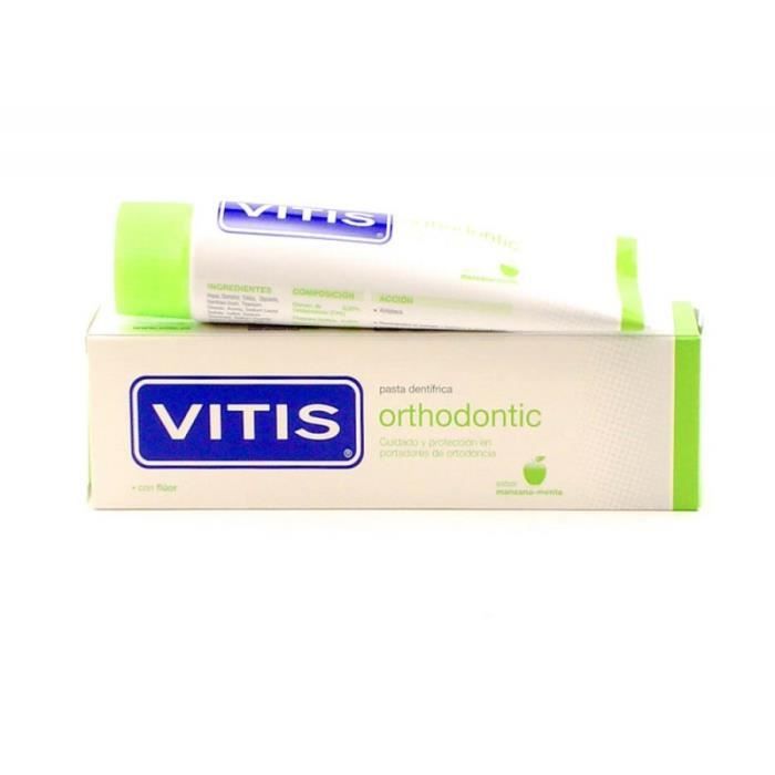 Dentifrice Orthodontique - Vitis - 100 ML - Saveur Pomme Menthe - Sans Conservateur - Pour Adultes
