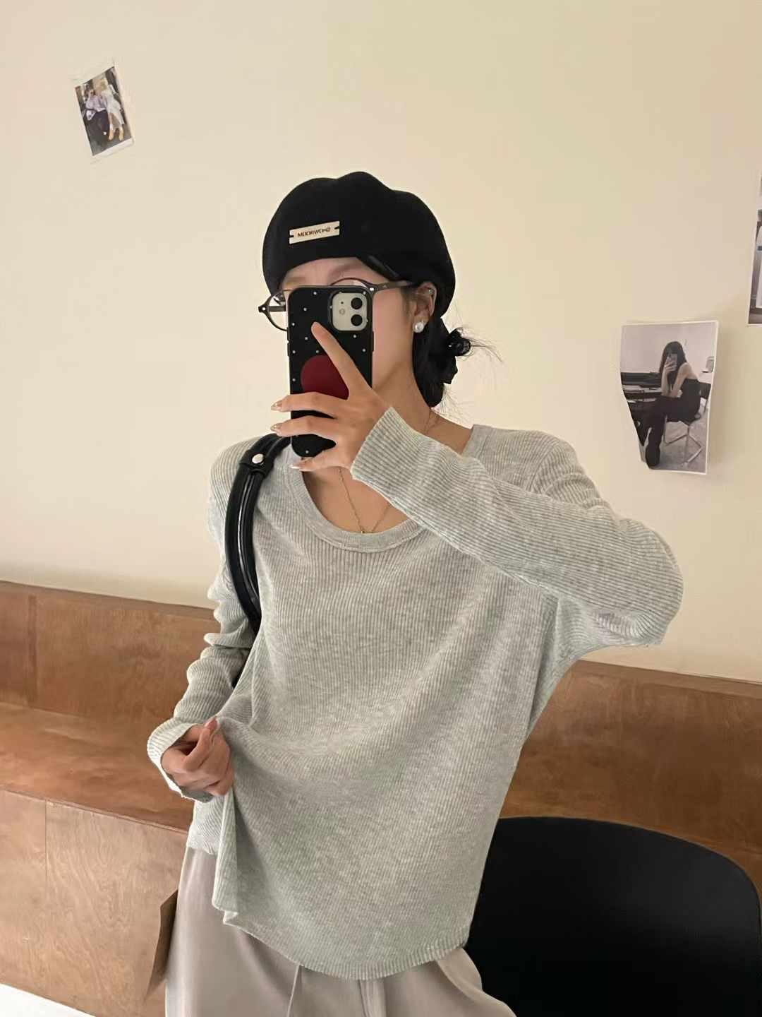 

Женский весенний свободный трикотажный топ большого размера в корейском стиле с U-образным вырезом One Size