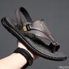 Men's Sandals Men's Summer New Men's Casual Beach Shoes Leather Breathable Slippers Thick-soled Shoes Tide Man Shoes