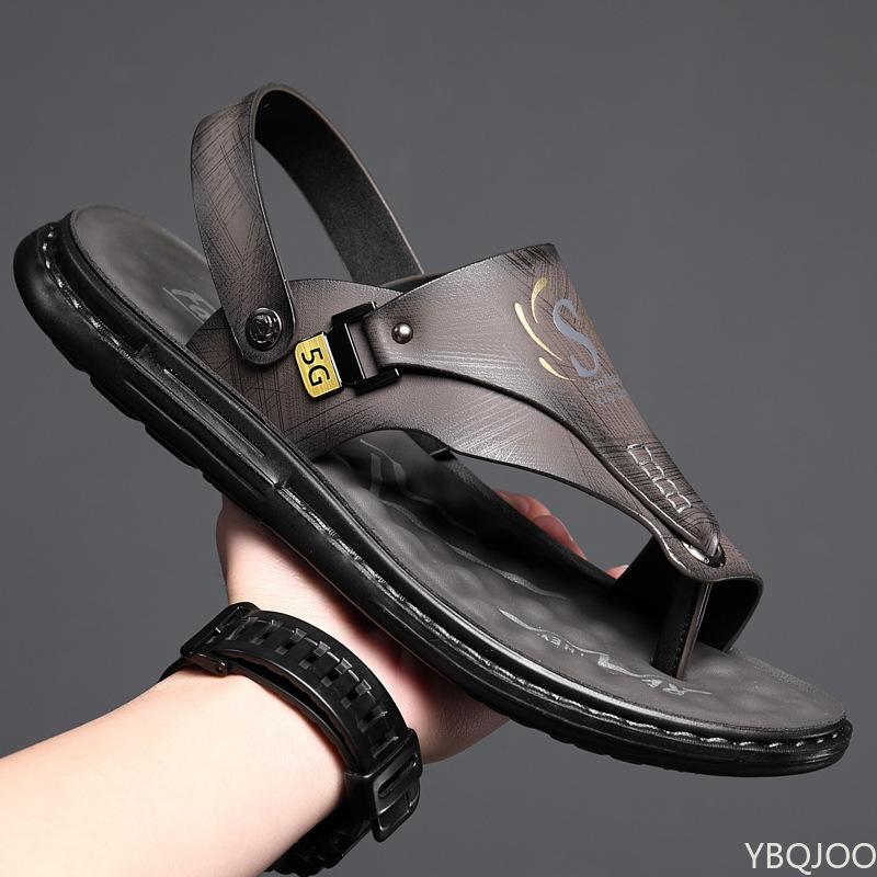 Men's Sandals Men's Summer New Men's Casual Beach Shoes Leather Breathable Slippers Thick-soled Shoes Tide Man Shoes