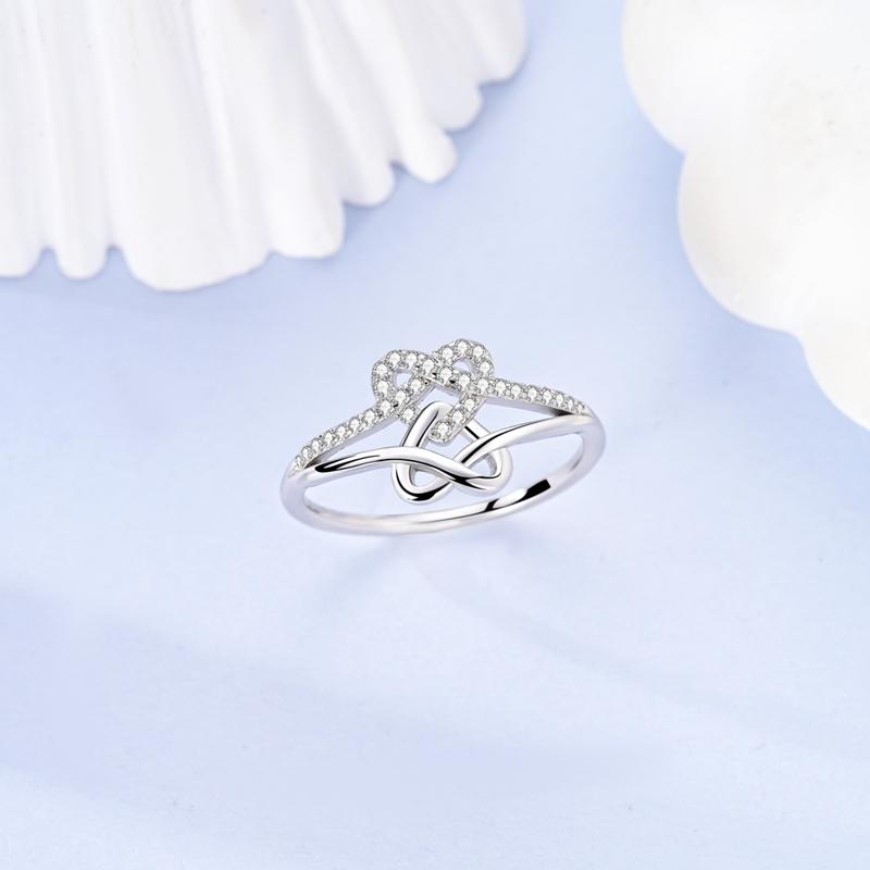 Original 925 Silver Ring Sparking Infinite Love Entwined Rings for Women Girls Jewelry Birthday Anniversary Engagement Gifts