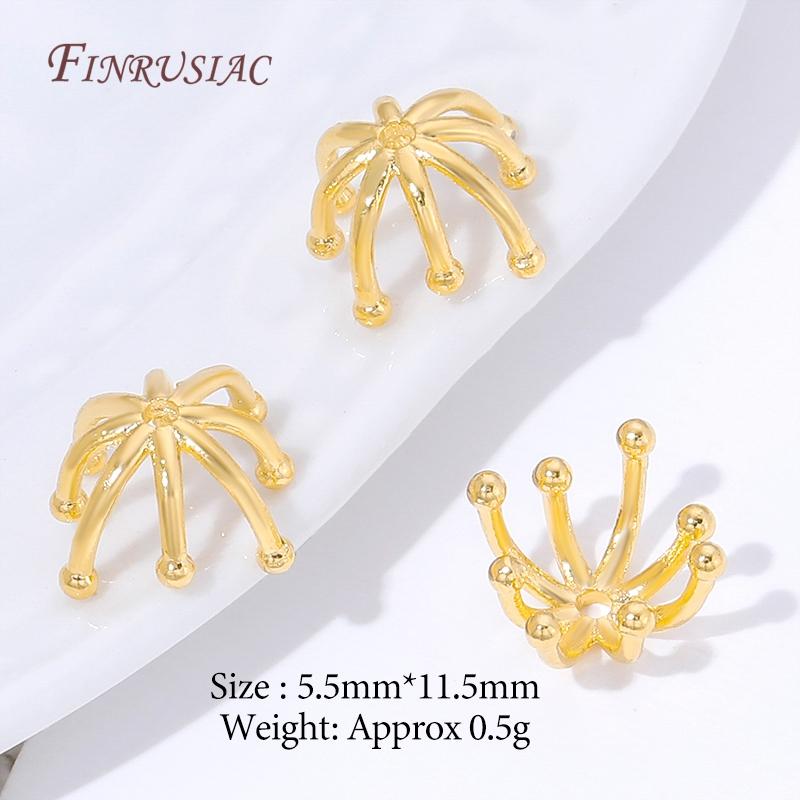 5/10Pcs 18K Gold Plated Flower Center Bead Caps,Brass Spacer Bead Ends For Earring,Bracelet & Necklace Jewelry Making Findings
