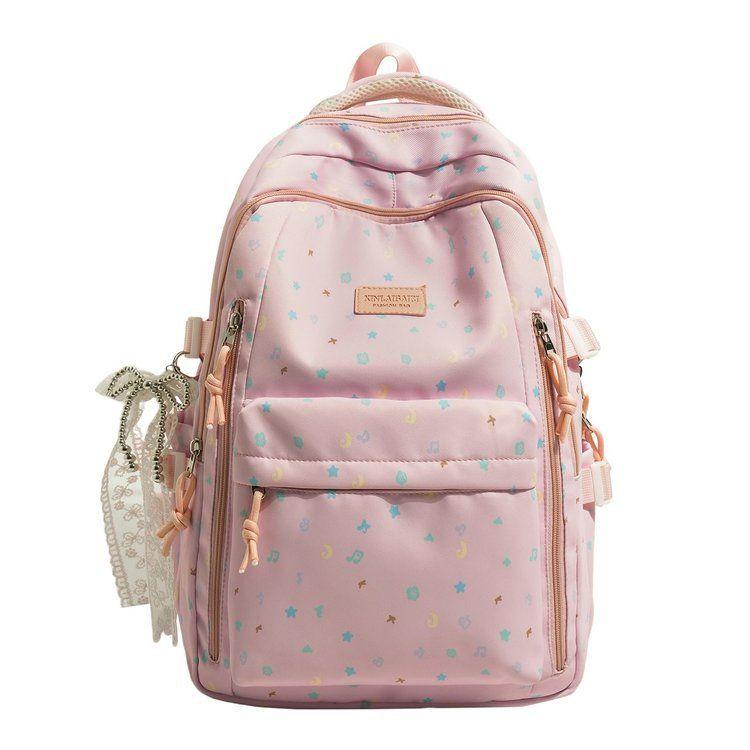 Schoolbag Ice Mist Soft Light Cartoon Cute Backpack Japanese Girl Gentle Healing Casual Versatile Lightweight Travel School Bag