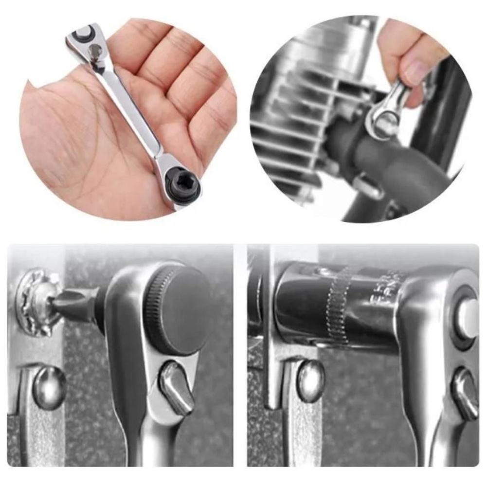 1/4 Inch Quick Release Ratchet Wrench Double Ended Hex Socket Tool