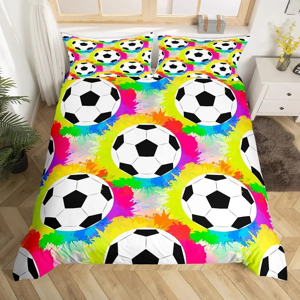 Football Duvet Cover Set Hand Drawn Sketch Soccer Sports Bedding Set for Boys Teens Men Twin Comforter Cover