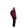 Men's 2023 Cross-Border Sweatshirt: Black & Red Striped, Knitted Round Neck Sweater for Spring & Autumn.