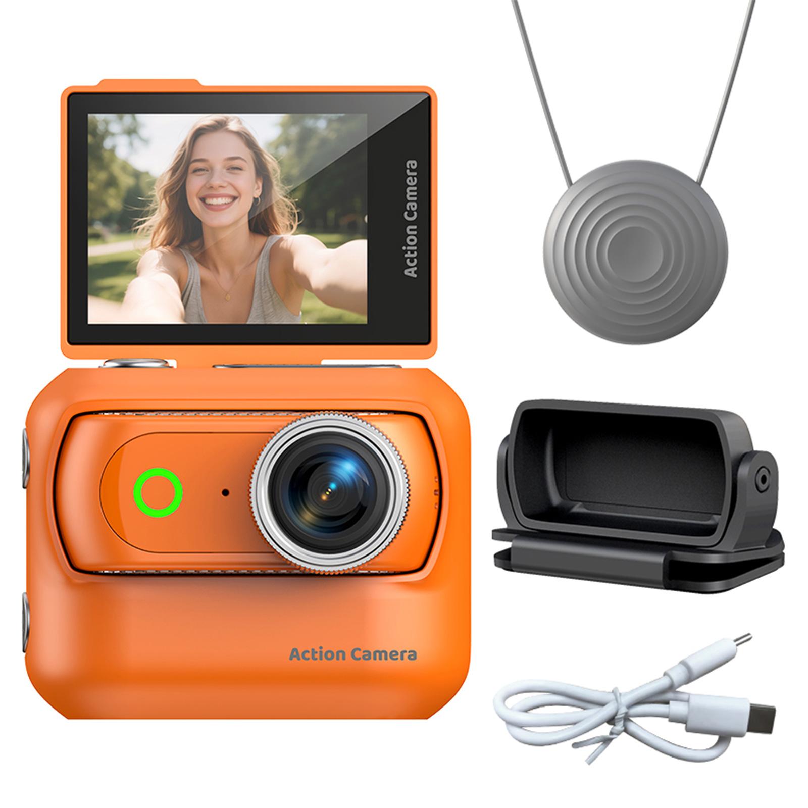 

Compact Panoramic Action Camera 2.0in Flip Screen WiFi Mini Sports Camera With Magnetic Neck Strap for Outdoor Travel & Cycling