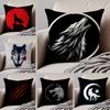 Dark Minimalism A Gray Wolf Cushion Cover Throw Pillow Cover Hidden Button Durable Polyester Chair Cushion