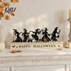 Halloween Tabletop Centerpieces Wooden Countdown Calendar, Dancing Witch 31 Day Timer with Reusable Holiday Ornaments Sliding Pumpkin, Spooky